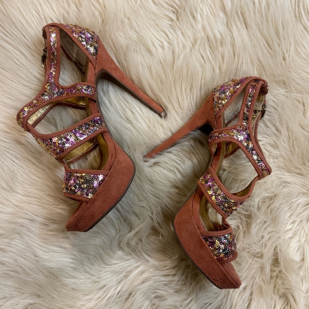 Jessica Simpson Bruno platform sandals in a rose gold sequin - Picture 4 of 9